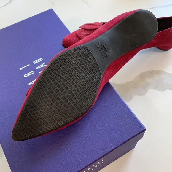 Stuart Weitzman Size 8.5 M Scarlet suede Lotrios Pointy toe leaf flats - Picture 3 of 5